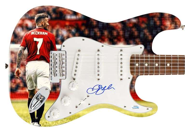 David Beckham  Autographed Custom Graphics Photo 1/1 Guitar ACOA