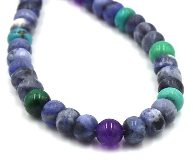 Turquoise and lapis beaded necklace