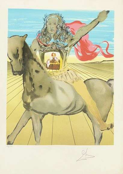 Exclusive Salvador Dali Signed Lithograph 'Chevalier Surréaliste (Jinete de Velazquez)', 1980