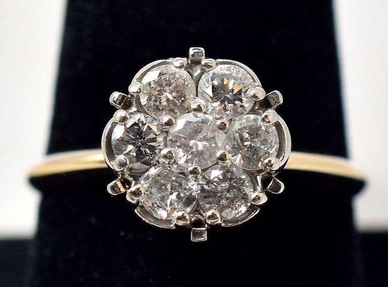 Dazzling Diamond Cluster Ring in 14K Yellow Gold