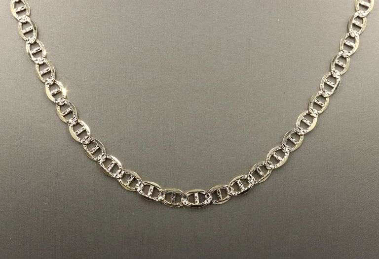 10kt 2 tone gold diamond cut Gucci style link chain necklace