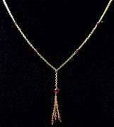 Adorable 14K Yellow Gold Beaded Tassel Necklace