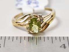 Lavish Peridot and Diamond Ring in 14K Yellow Gold