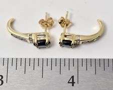 Fantastic Sapphire J-Hoop earrings in 14K Yellow Gold