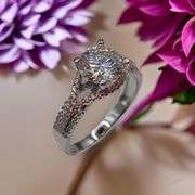 Sparkling White 2.15 Ct 14 Kt White Gold Plated Lab Simulated Diamond Ring
