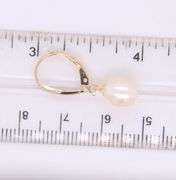 Fresh Water Pearl Dangle Earrings in Yellow Gold