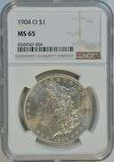 Pristine Gem BU 1904-O Morgan Silver Dollar. NGC MS65