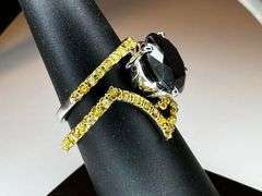 42 Natural Yellow Diamonds With a 6.5 Ct Silk Black Moissanite Centerstone Natural Yellow Diamond 2 
