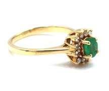 Feminine 14K YG Emerald & Diamond Ring