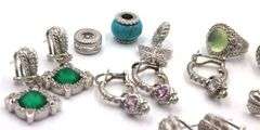 Lot of Judith Ripka 925 sterling silver earrings and charms