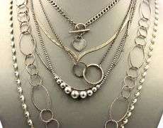 Vintage 925 sterling silver group lot of 7 chain necklaces