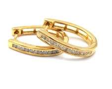 Gold plated diamond hoop earrings