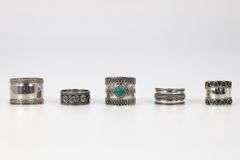 .925 Sterling Silver Handmade Bali Rings Lot of 5 Various Sizes & Styles