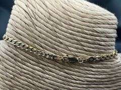 14k Yellow Gold Solid Pave Curb Link Chain 3.2mm Bracelet 8"