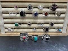 .925 Sterling Silver Curated 20 Ring Lot Various Sizes & Styles