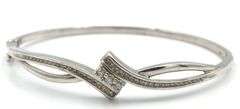 925 Sterling silver diamond bypass bangle bracelet