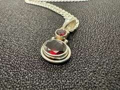 Sterling Silver Natural Garnet Gemstone Pendant w/  .925 18 Inch Italian Love Necklace