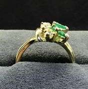 18K Yellow Gold Ladies Ring with Emeralds and CZs