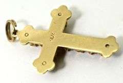 Stunning 14K Enamel and Diamond Cross Pendant