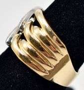Unique 18K Yellow Gold Diamond Ring with White Gold Accents