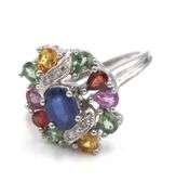 14kt White gold multi color sapphire and diamond cocktail ring
