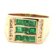 14kt Yellow gold 1.45ctw Emerald and diamond ring