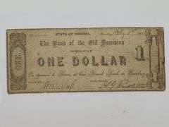 U.S Obsolete 1862 Pearisburg, VA Bank of the Old Dominion $1 Note