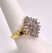 Sparkling 14 Kt Yellow Gold Plated 4.1 Ctw Lab Simulated Diamond Ring