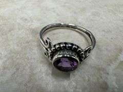 Sterling Silver 925 Natural Gemstone Amethyst Ring Size 7.5
