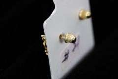 10k Yellow Gold White CZ Crown Tiara Filigree Royal Stud Earrings