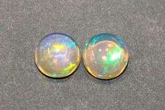 Iridescent Pair of Natural Opal Cabochons