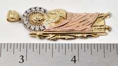 Holy 14K 3 Tone Gold Religious Pendant with Diamonds