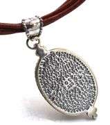 925 Sterling silver lemon quartz pendant on brown leather strand necklace