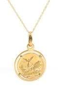 18kt Yellow gold Pisces Zodiac Medal pendant on chain