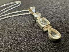 Sterling Silver Crystal Pendant Natural Gemstone With Sterling Silver Box Chain