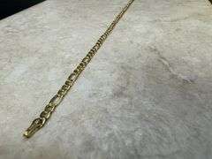 14k Yellow Gold Hollow Figaro Link Chain 3.3mm Bracelet 8"