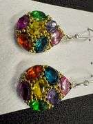 Sterling Silver 925 Mosaico Dangle Earrings w/ Austrian Cyrstals