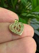 10k Yellow Gold Love Heart with Clear CZs Pendant Classic Charm