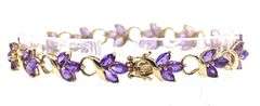14kt Yellow gold marquise amethyst flower Infinity station bracelet