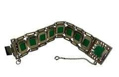 Italian Gold-Plated Intaglio Warrior Link Panel Bracelet