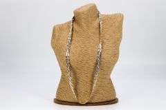 Sterling Silver Tri Colored Braided Herringbone Necklace 10mm 925 Italy Chain 18"