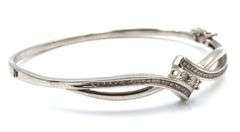 925 Sterling silver diamond bypass bangle bracelet