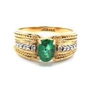 Byzantine Inspired 14K YG Emerald Ring
