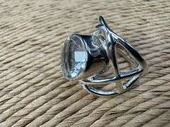 Sterling Silver Clear Crystal Ring Size 6