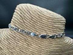 Sterling Silver Flat Marina Link Chain 4.6mm 925 Italy Anchor Mariner Bracelet 8"