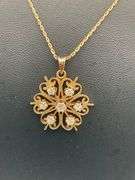 14K YELLOW GOLD NECKLACE WITH DIAMOND PENDANT