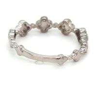 14kt White gold 0.15ctw diamond clover stackable band