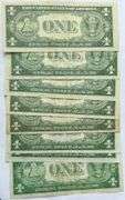 6 Different Series 1935 Sliderish $1 Silver Certs