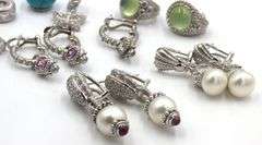 Lot of Judith Ripka 925 sterling silver earrings and charms