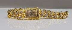 14 Kt Gold Plated 38.2 Gram Cuban Curb Link Bracelet